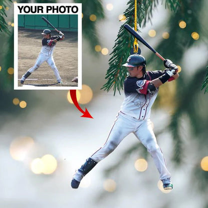 Custom Photo Baseball Christmas Ornament, Upload Image Baseball Flat Ornament, Gift for Team Baseball OO1821