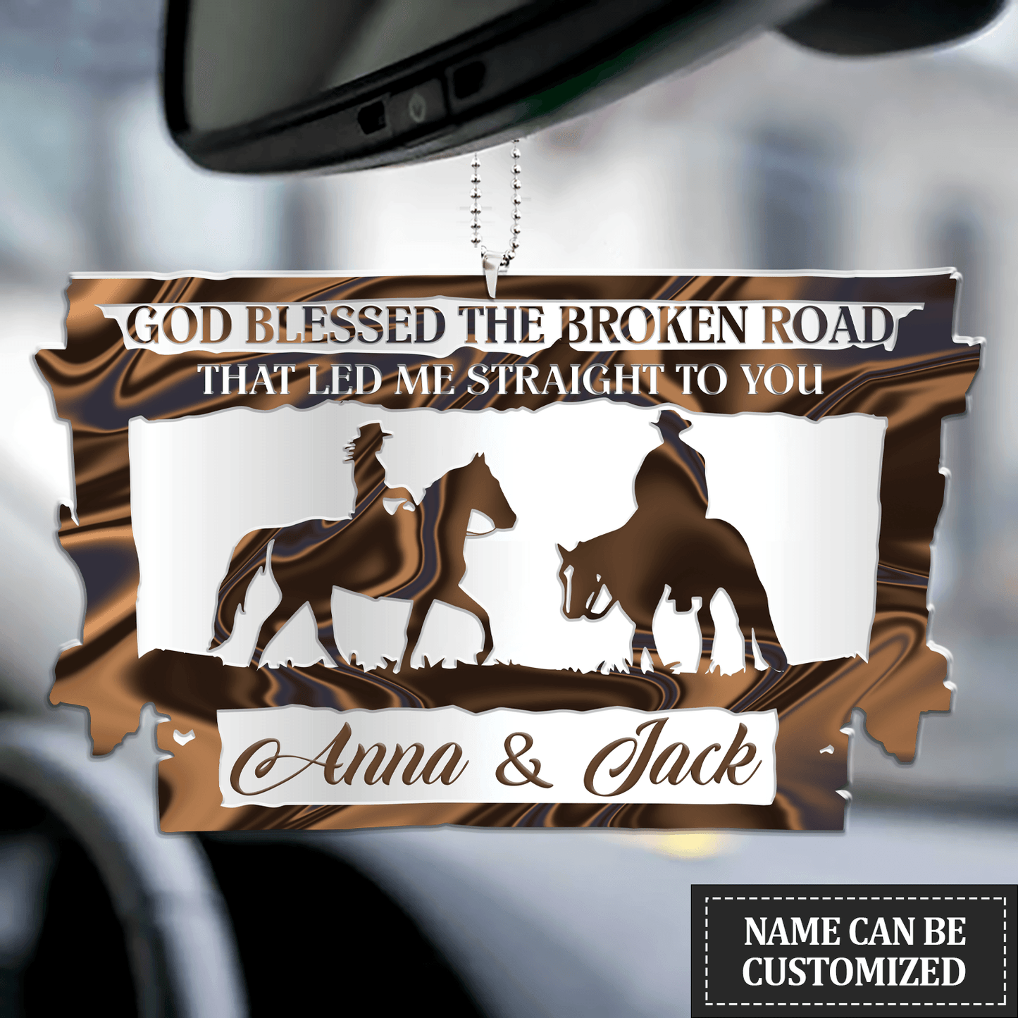 Cowboy Couple In Barn God Blessed Personalized Ornament, Couple Car Hanging Ornament OO0148