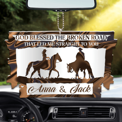 Cowboy Couple In Barn God Blessed Personalized Ornament, Couple Car Hanging Ornament OO0148