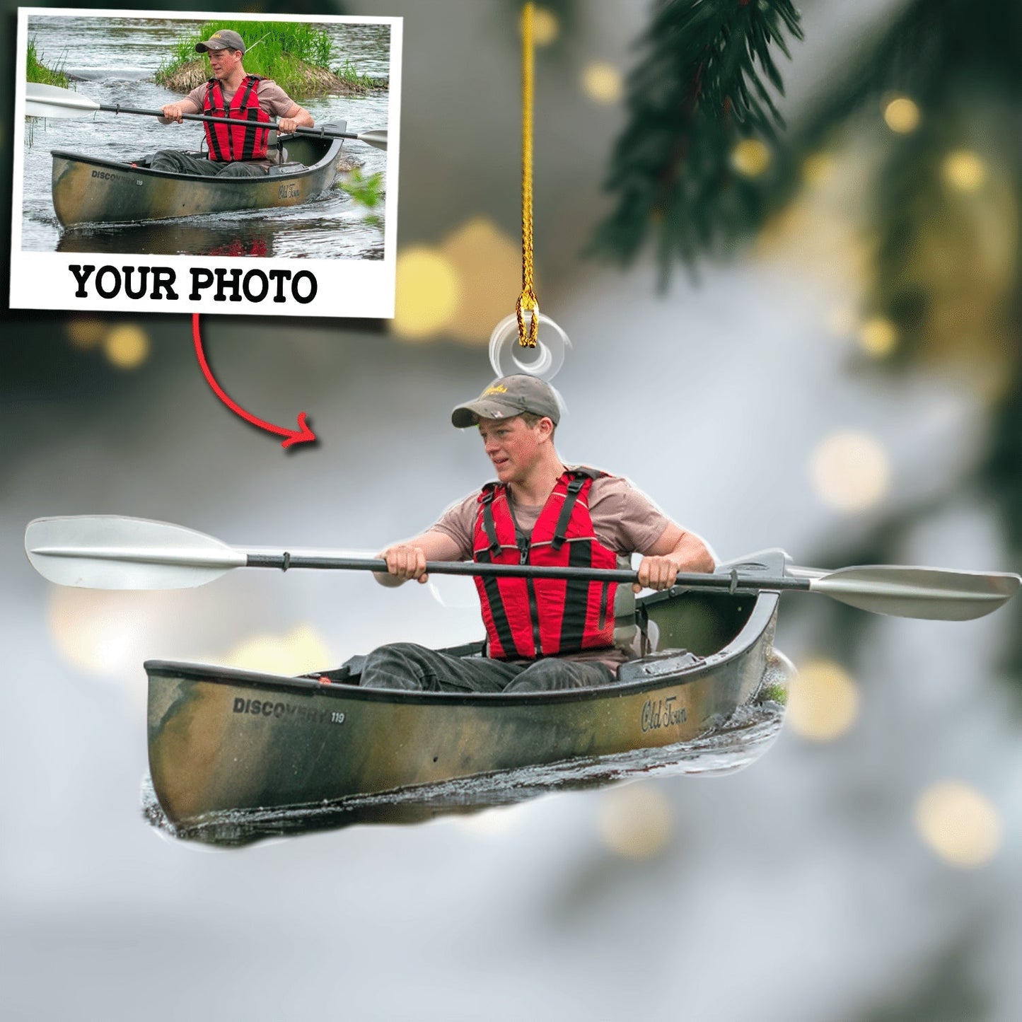 Custom Photo Ornament Gift For Kayaker - Personalized Upload Photo Ornament Gift For Kayak Lovers SO0961