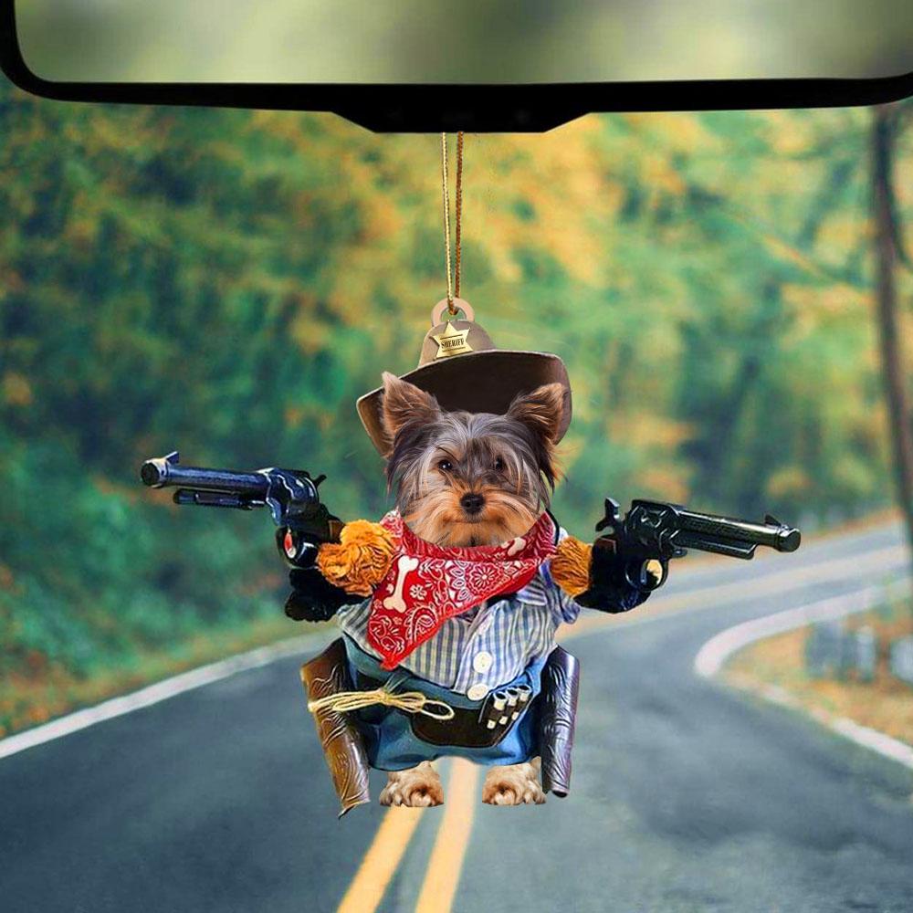 Yorkshire Terrier Hanging Ornament Dog Ornament Cowboy Cowgirl Dog Lover Gift OO0687