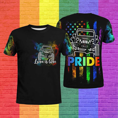 Pride Rainbow Jee Car 3D T Shirt For Gaymer, Gift For Gay Friend, 3D Lgbt Shirt For Pride Month, Love Is Love 3D Tshirt LO0623