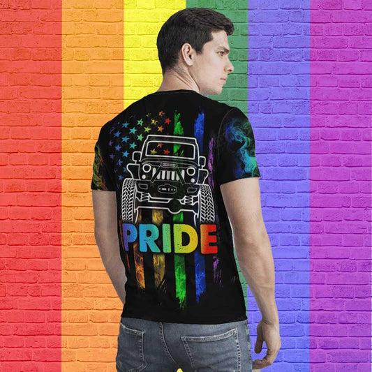 Pride Rainbow Jee Car 3D T Shirt For Gaymer, Gift For Gay Friend, 3D Lgbt Shirt For Pride Month, Love Is Love 3D Tshirt LO0623