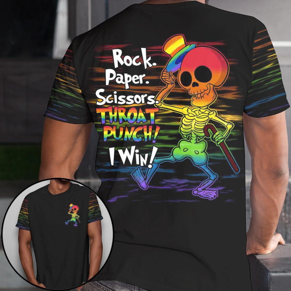 Funny LGBT Shirt, Rock Skeleton Gay Pride Shirt, Gift To Lesbian, Gift For Gay On Pride Month LO0687