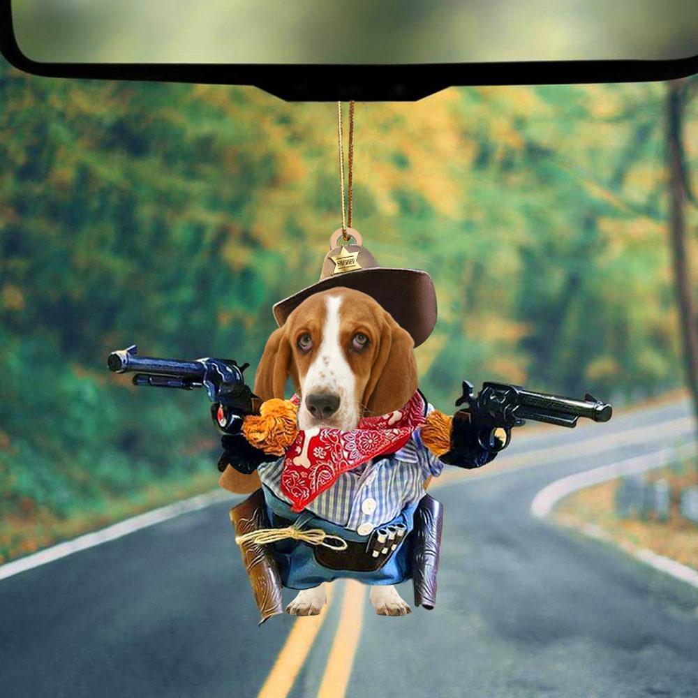 Basset Hound Car Hanging Ornament Cowboy Dog Ornament Cowgirl Dog Lover Gift SO1484