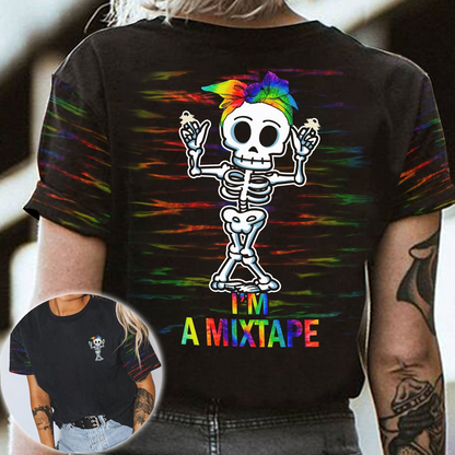 LGBT Skeleton T Shirt, I’m A Mixtape 3D All Over Printed Shirts For LGBT Pride Month, Lesbian Shirt LO0701