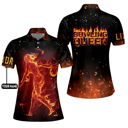 Custom Bowling Queen Polo Fire Shirt BW0007