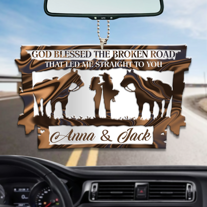 Horse Love God Blessed Personalized Ornament For Couple, Valentine Car Hanging Ornament, Ornament Gift For Wife Husband OO0145