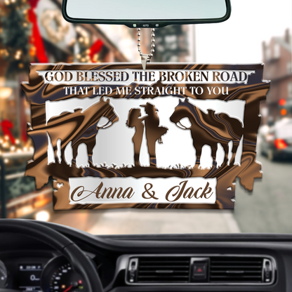 Horse Love God Blessed Personalized Ornament For Couple, Valentine Car Hanging Ornament, Ornament Gift For Wife Husband OO0145