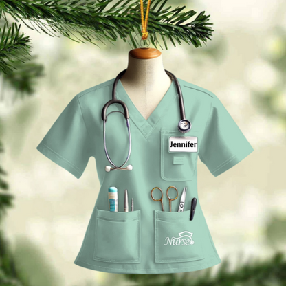 Nurse Uniform Custom Name Ornament, Personalized Nurse Christmas Ornament 2024 ON1558