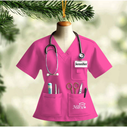 Nurse Uniform Custom Name Ornament, Personalized Nurse Christmas Ornament 2024 ON1558