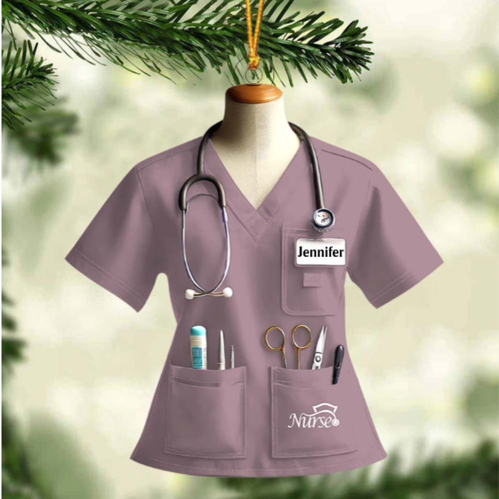 Nurse Uniform Custom Name Ornament, Personalized Nurse Christmas Ornament 2024 ON1558