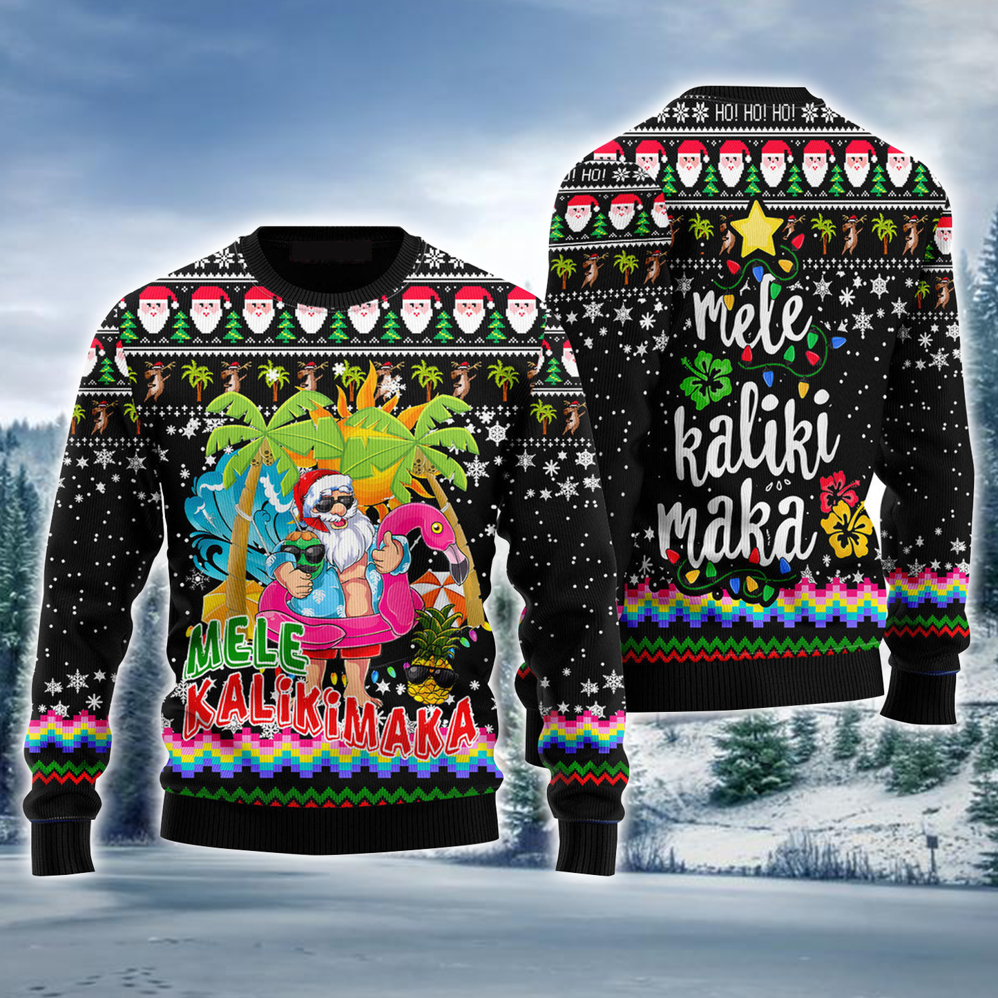 Hawaiian Santa Ugly Sweater, Mele Kalikimaka Ugly Sweater For Men & Women SO0629