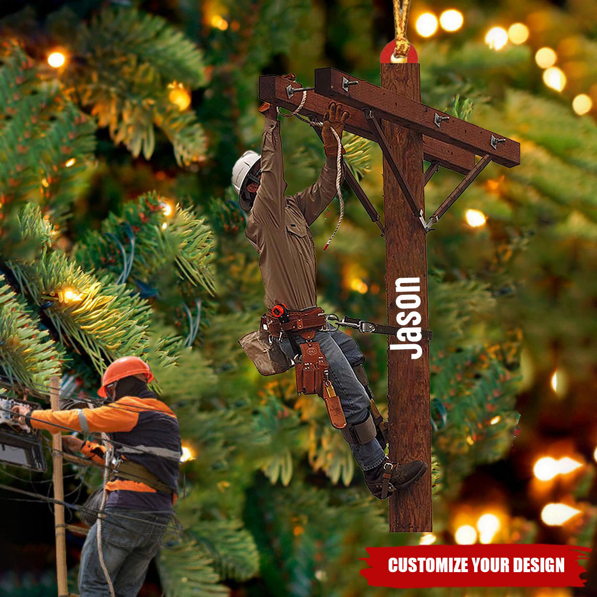 Lineman Outfit Personalized Ornaments - Gift For Lineman, Custom Name Lineman Ornament ON1393