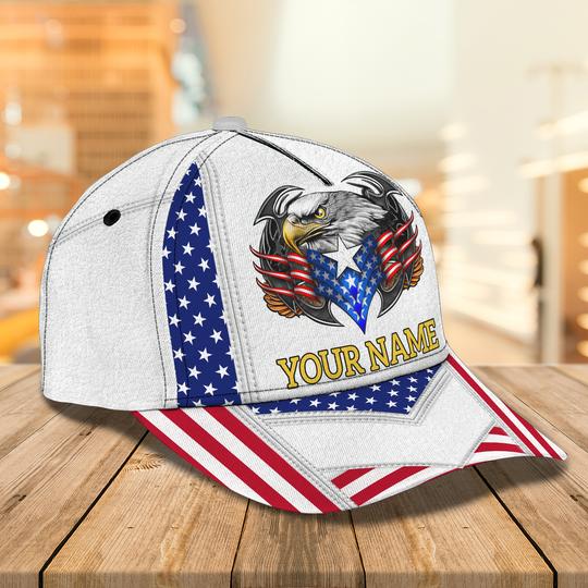 3D Classic Cap America Egagle Personalized Name Cap Lasfour CA0595