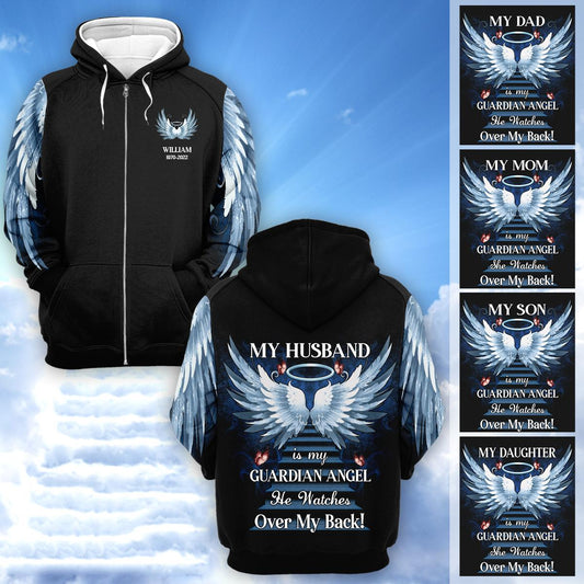 My Love Is My Guardian Angel Personalized All Over Print Zipper Hoodie SO1512