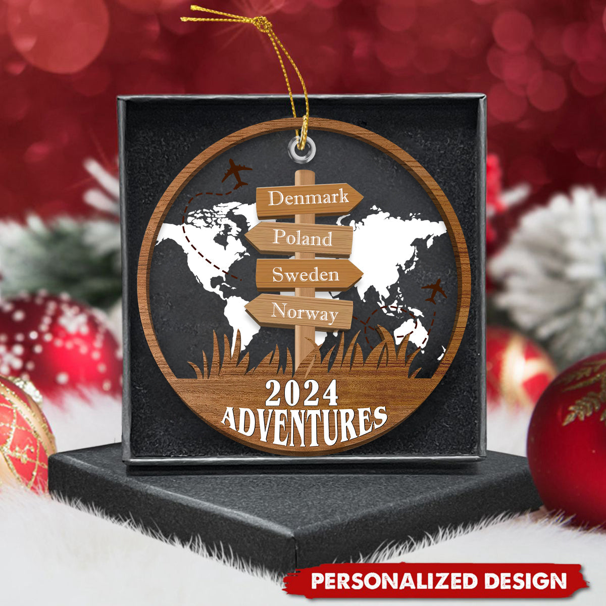 Personalized Travel Adventure Ornament, Custom Traveling Destination Ornament ON1013