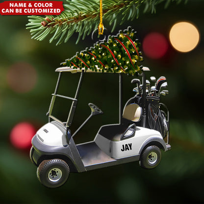 Riding Golf Personalized Christmas Ornament, Gifts For Golfer, Custom Name Golf Cart Ornament ON1389