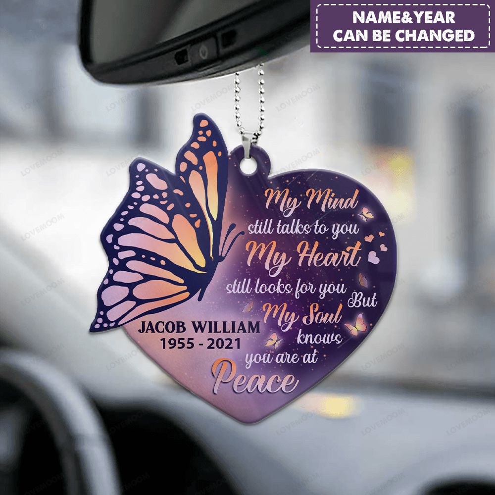 Personalized Butterfly Heart Ornament My Soul Knows You Are At Peace Memorial Ornament Gift OO0983