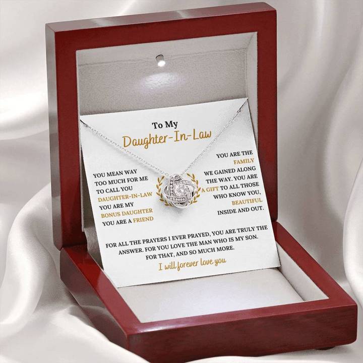 To My Daughter-In-Law Necklace - You Are My Bonus Daughter, I Will Forever Love You, Love Knot Necklace SO0133