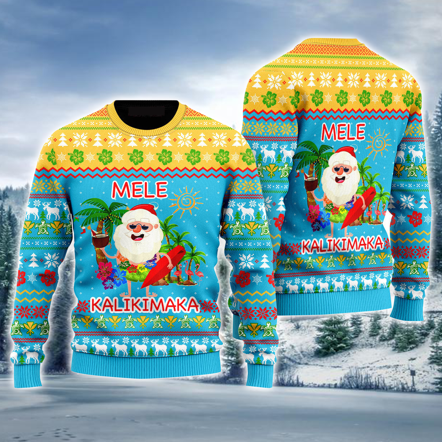 Hawaiian Santa Ugly Sweater, Mele Kalikimaka Ugly Sweater For Men & Women SO0629