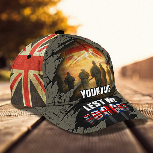 3D Classic Cap Let's We Forget Uk Veteran Personalized Name Cap 62 Lasfour CA2329