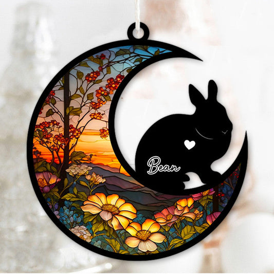 Personalized Gift For Rabbit Lovers Netherland Dwarf Rabbit Suncatcher Ornament Custom Name OA0098