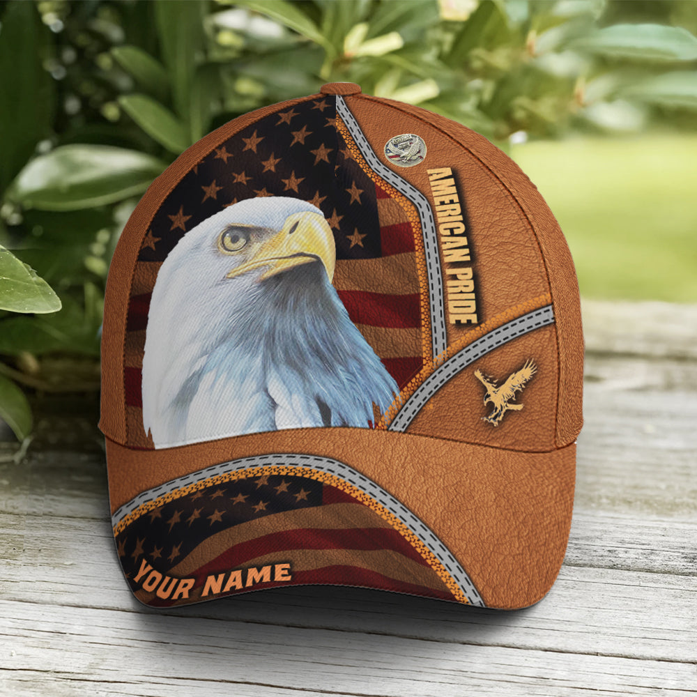 American Pride Eagle Leather Style Baseball Cap Lasfour CO0755