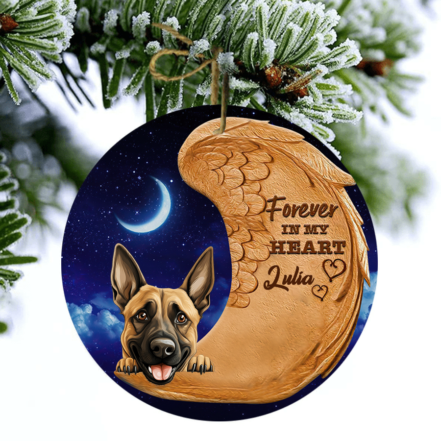 Personalized Belgian Malinois Christmas Forever In My Heart Wing Memorial, Gift for Dog Lovers Flat Ornament SO1125