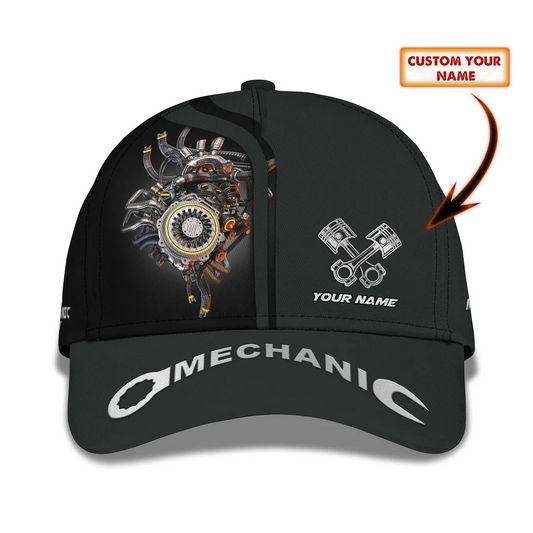 Mechanic Heart 3D Print Classic Cap Mechanic Custom Name Baseball Cap CA0325