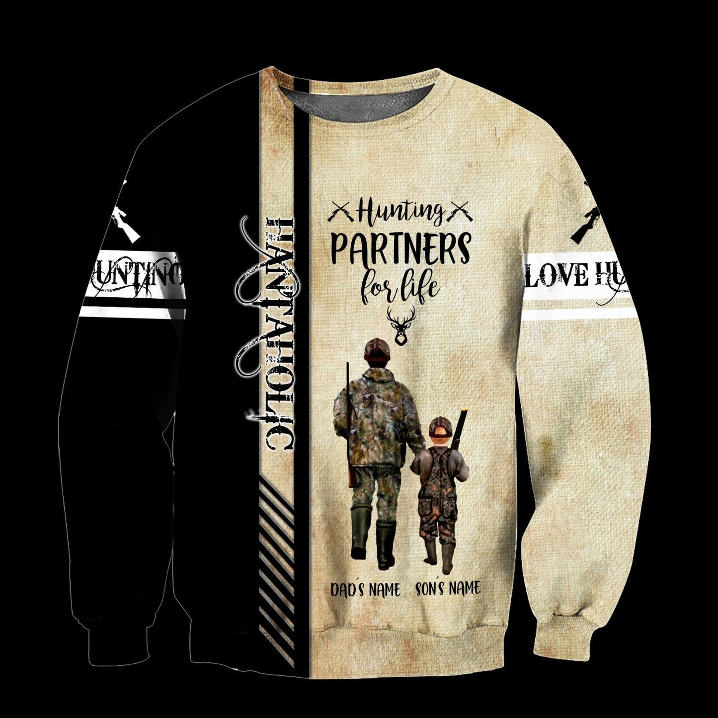 Personalized Name Dad And Son 3D All Over Printed Shirts Hoodie Tank Top For Dad Hunting Partners For Life TO0101