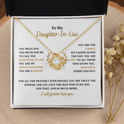 To My Daughter-In-Law Necklace - You Are My Bonus Daughter, I Will Forever Love You, Love Knot Necklace SO0133