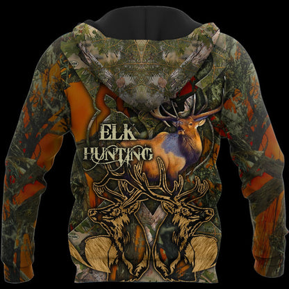 Pop-Pop Elk Hunting Deer Hoodies 3D Father Gifts Grandpa Dad Deer Hunter Vintage 3D Gifts For Men TO0111