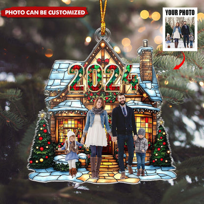 2024 Christmas House Family - Personalized Photo Acrylic Ornament, Custom Photo Family Christmas Ornament ON1562