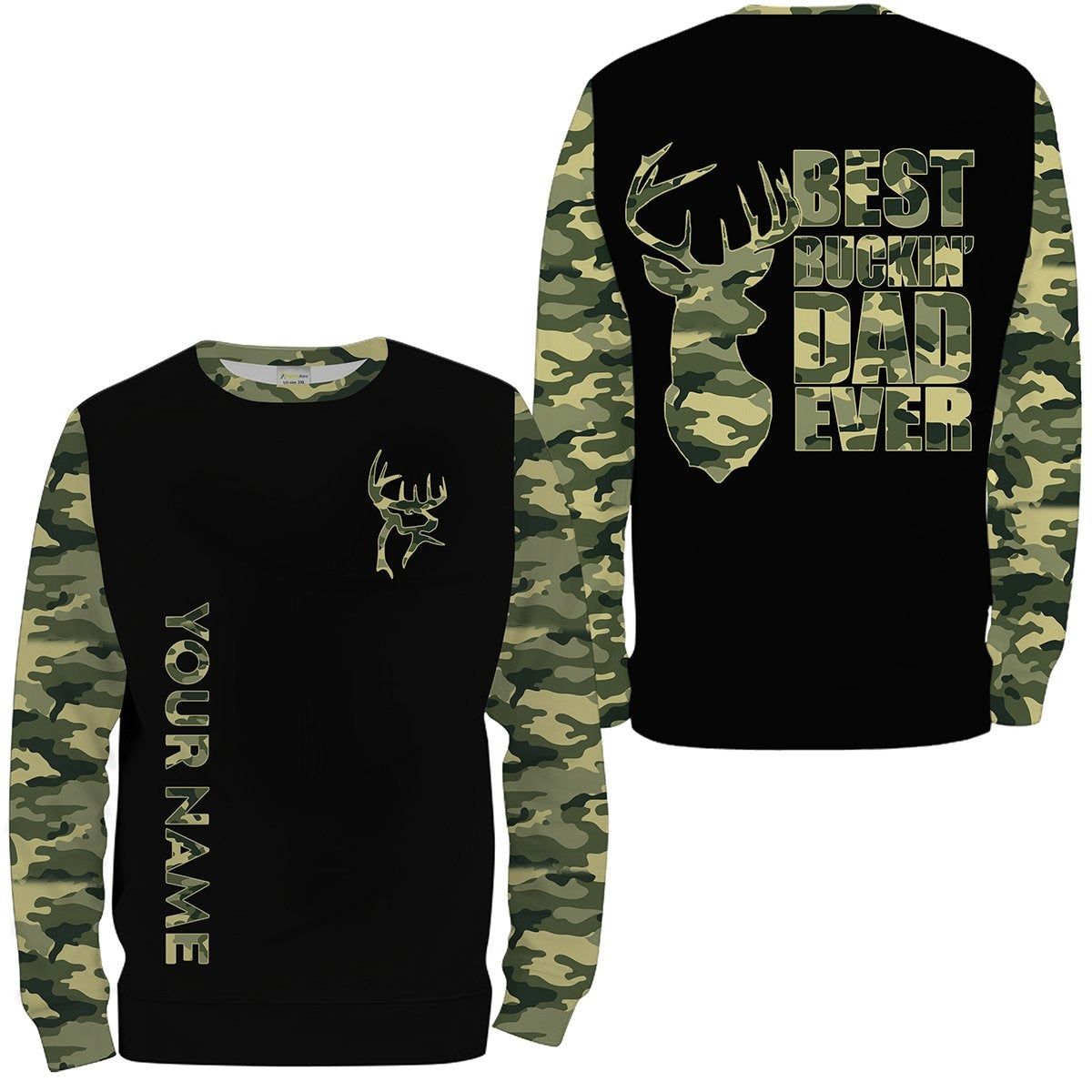 Best Buckin’ Dad Ever Camo Hunting Custom Name 3D Full Printing Hunting Shirts, Hunting Apparel, Gift For Hunter Dad TO0103