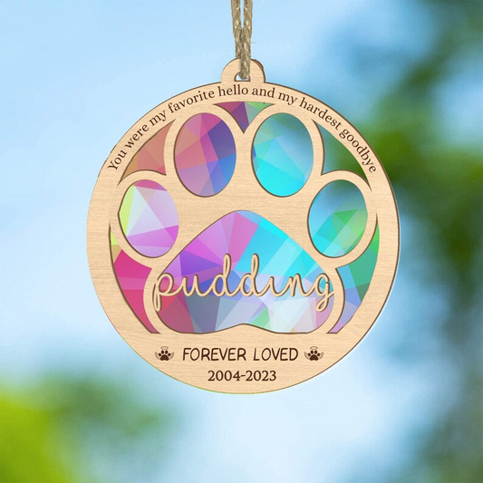 Rainbow Bridge Suncatcher, Dog Memorial Suncatcher, Paw Design With Name and Date, Pet Memorial Suncatcher OA0212