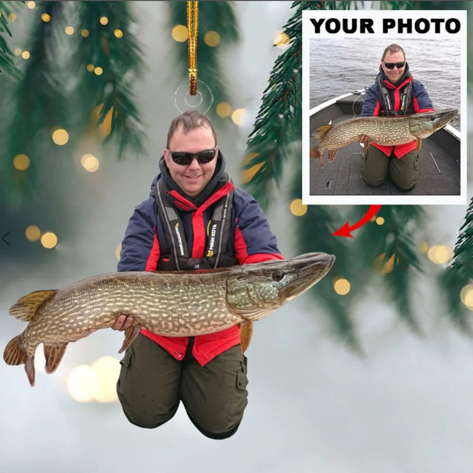 Personalized Photo Acrylic Christmas Ornament – Gift For Fishing Lover SO1146