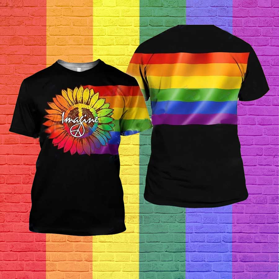 Rainbow Sunflower 3D Pride Shirt For Gaymer, Lesbian 3D Shirt, Gift For Couple Gay Man LO0853