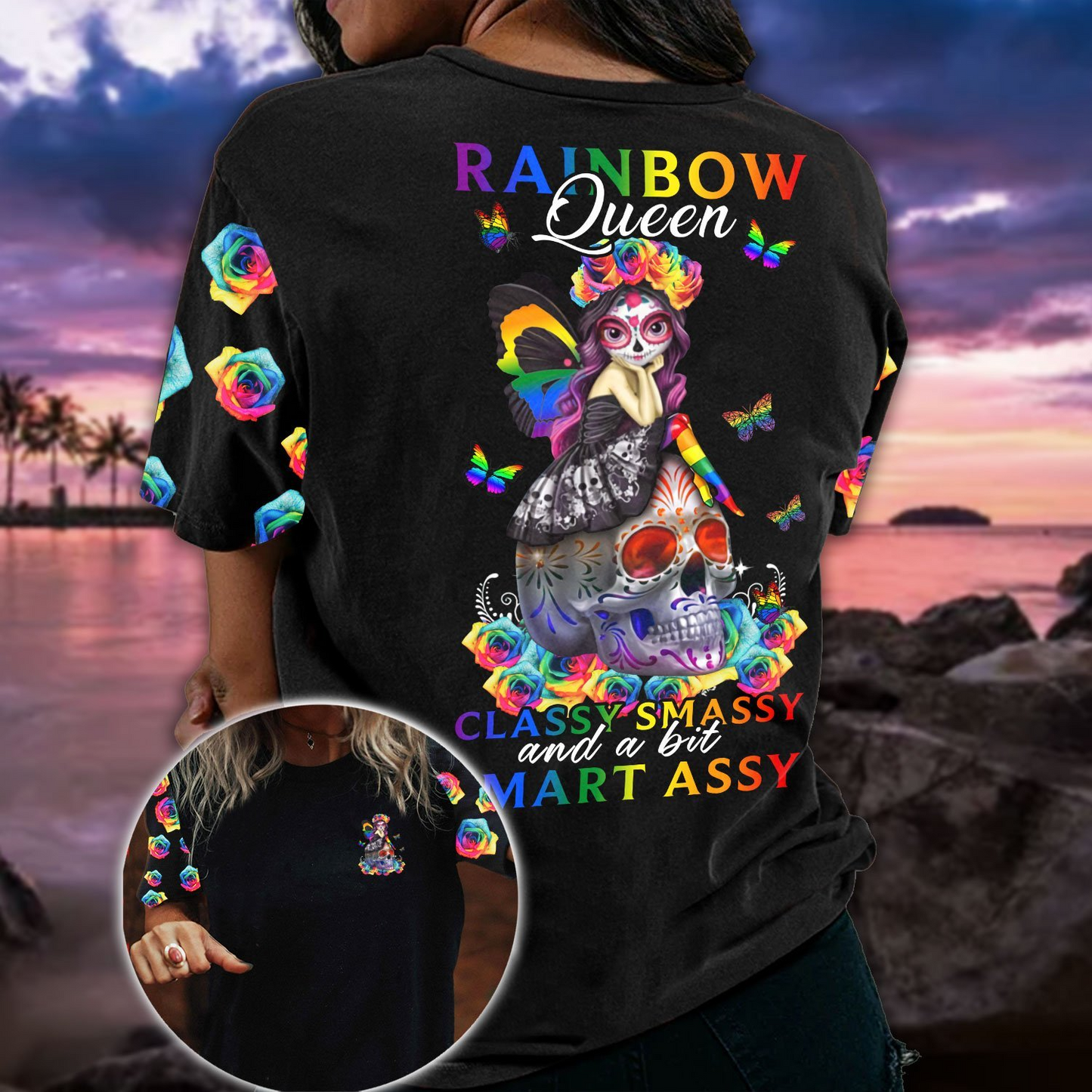 T Shirt Gift For Lesbian, LGBT Rainbow Queen Classy Massy And A Bit Smart Assy 3D Shirts For LGBT Pride Month LO0706