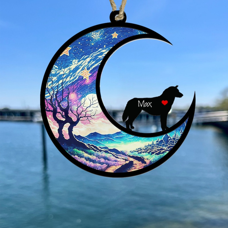 Siberia Husky Suncatcher Ornament, Loss of Pet Sympathy Gift, Pet Memorial Suncatcher, Rainbow Bridge Pet OA0139