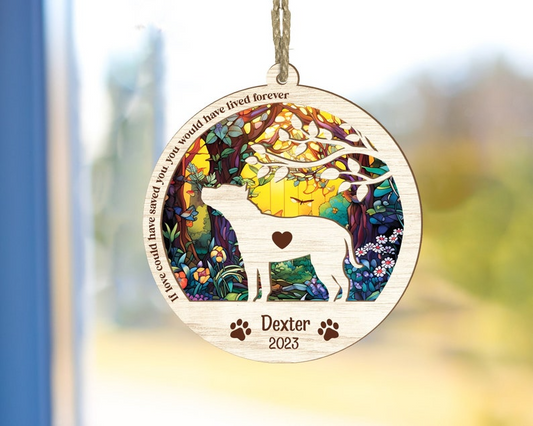 Loss of Pet Sympathy Gift, Dog Memorial Suncatcher, Pet Memorial Suncatcher, Custom Name Dog Decor OA0174