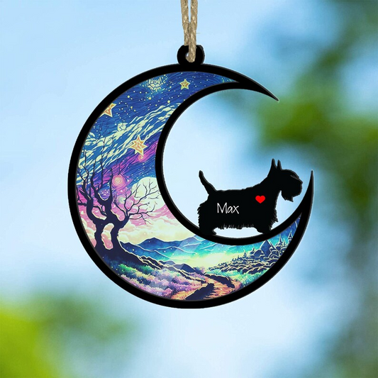 Scottish Terrier Suncatcher Ornament, Loss of Pet Sympathy Gift, Pet Memorial Suncatcher, Rainbow Bridge Pet OA0137