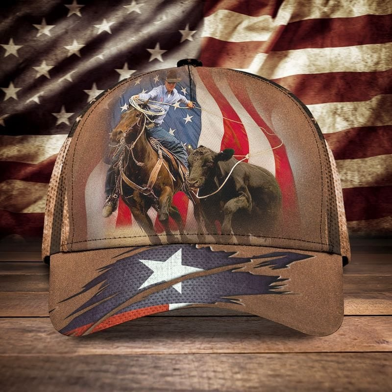 Texas Bull Riding American Flag Classic Cap CA0425