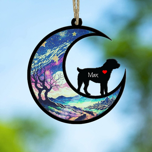 Rottweiler Suncatcher Ornament, Loss of Pet Sympathy Gift, Pet Memorial Suncatcher, Rainbow Bridge Pet, Custom Name Dog Gift OA0135