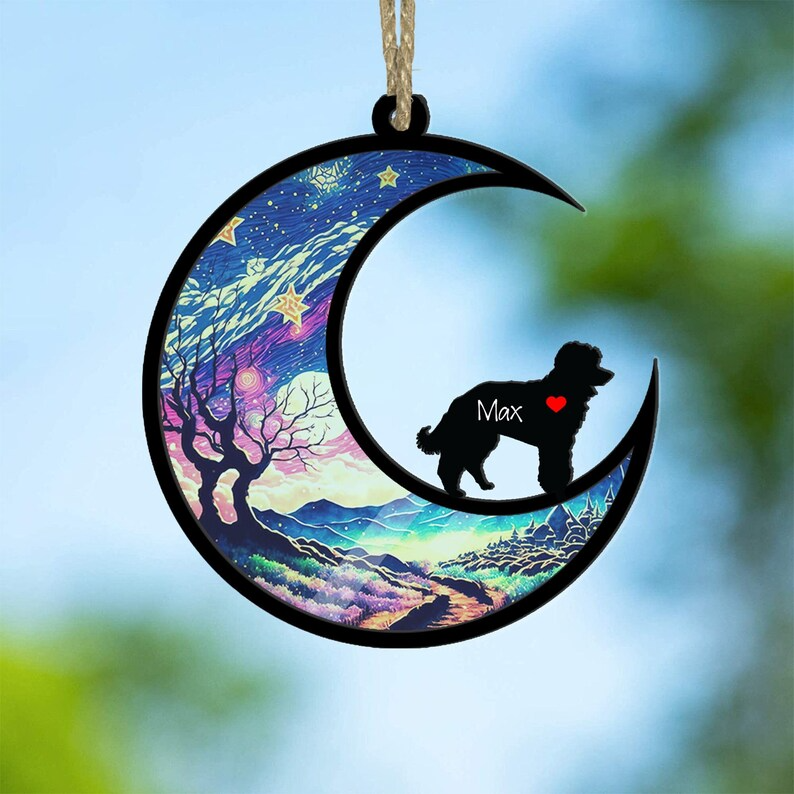 Poodle Suncatcher Ornament, Loss of Pet Sympathy Gift, Pet Memorial Suncatcher OA0134