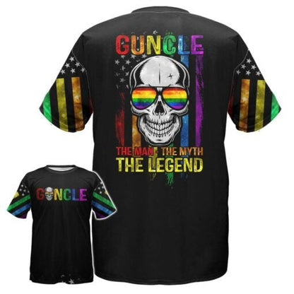 Lgbt 3D Pride Shirt Guncle The Man The Myth The Legend Skull For Lgbt Pride Month, Lgbt Gift For Her Lgbt Gift For Him LO0930