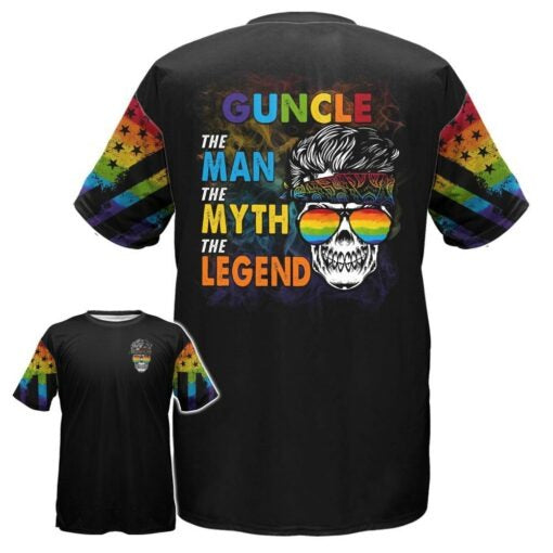 Lgbt 3D Pride Shirt Guncle The Man The Myth The Legend Skull For Lgbt Pride Month, Lgbt Gift For Her Lgbt Gift For Him LO0930