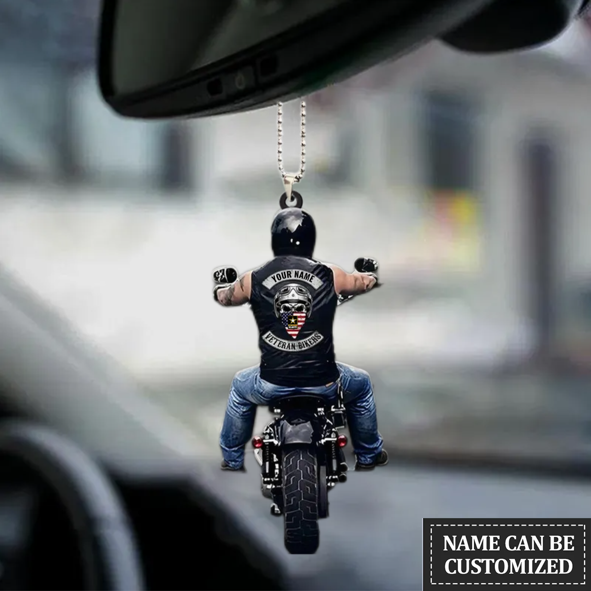 Custom Shape Ornament Hanging Car Veteran Bikers Car Ornament Veteran Gifts OO0090