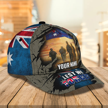 3D Classic Cap Lest We Forget Australian Veteran Personalized Name Cap 63 Lasfour CA2429