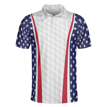 Patriotic Golf Texture Short Sleeve Skull USA Flag Golf Men Polo Shirt GO0032